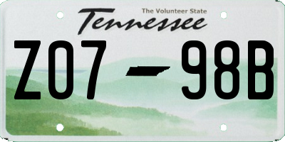 TN license plate Z0798B