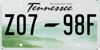 TN license plate Z0798F