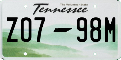TN license plate Z0798M