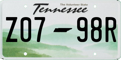 TN license plate Z0798R