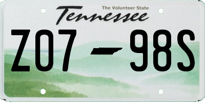 TN license plate Z0798S
