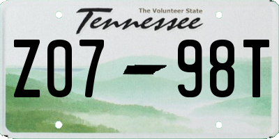 TN license plate Z0798T