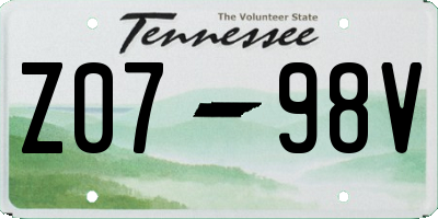 TN license plate Z0798V