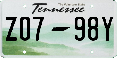 TN license plate Z0798Y