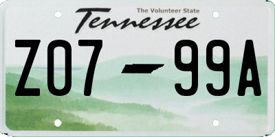 TN license plate Z0799A
