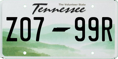 TN license plate Z0799R