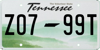 TN license plate Z0799T