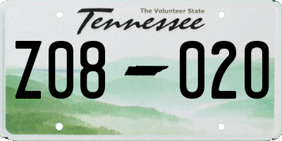 TN license plate Z0802O