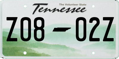 TN license plate Z0802Z