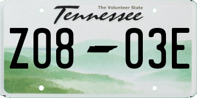 TN license plate Z0803E