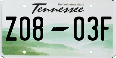 TN license plate Z0803F