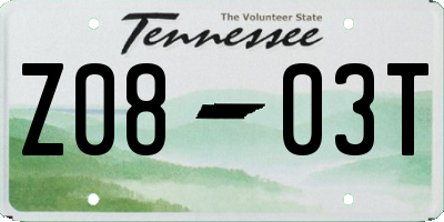 TN license plate Z0803T