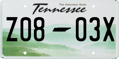 TN license plate Z0803X