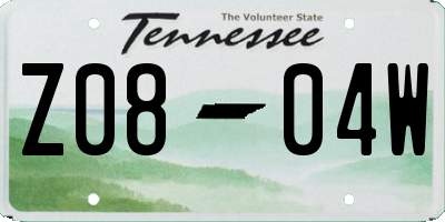 TN license plate Z0804W