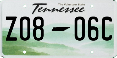TN license plate Z0806C