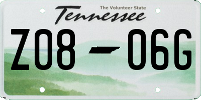 TN license plate Z0806G
