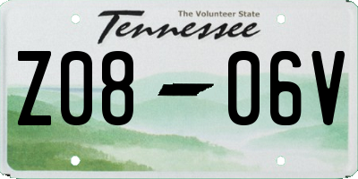 TN license plate Z0806V