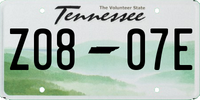 TN license plate Z0807E