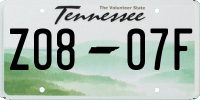 TN license plate Z0807F