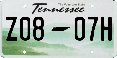 TN license plate Z0807H