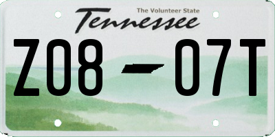 TN license plate Z0807T