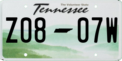 TN license plate Z0807W