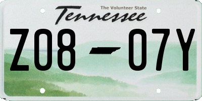 TN license plate Z0807Y