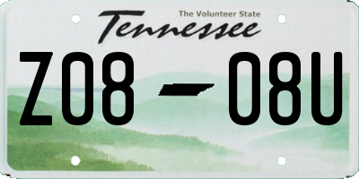TN license plate Z0808U