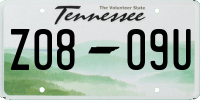 TN license plate Z0809U