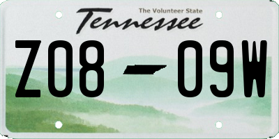 TN license plate Z0809W