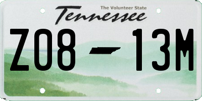 TN license plate Z0813M