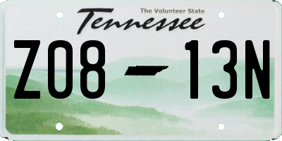 TN license plate Z0813N