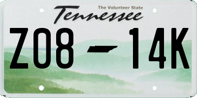 TN license plate Z0814K