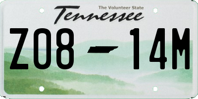 TN license plate Z0814M