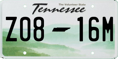 TN license plate Z0816M