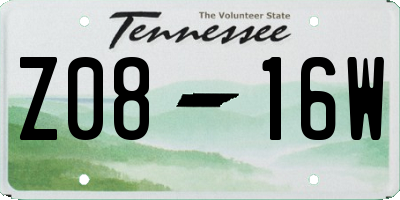TN license plate Z0816W