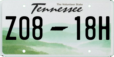 TN license plate Z0818H