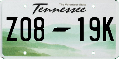 TN license plate Z0819K