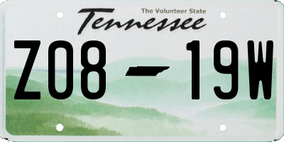 TN license plate Z0819W