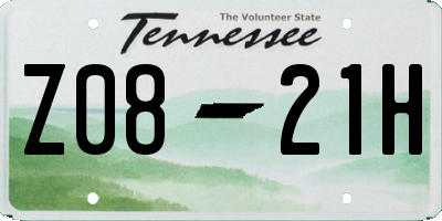 TN license plate Z0821H