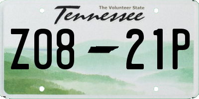 TN license plate Z0821P