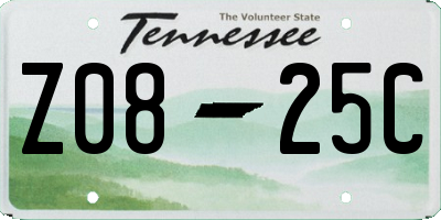 TN license plate Z0825C