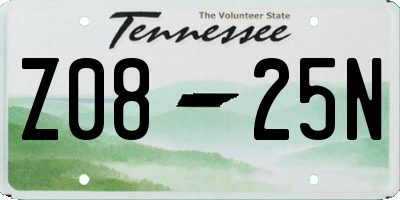 TN license plate Z0825N