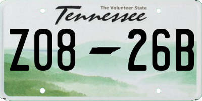 TN license plate Z0826B