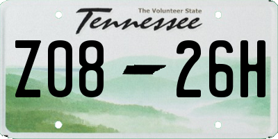 TN license plate Z0826H
