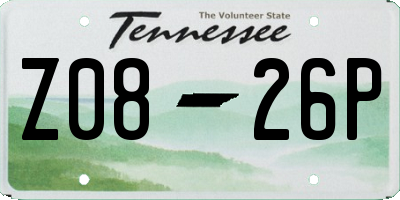 TN license plate Z0826P