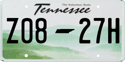 TN license plate Z0827H