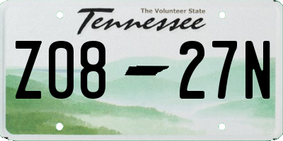TN license plate Z0827N