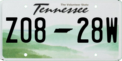 TN license plate Z0828W