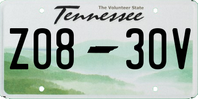 TN license plate Z0830V